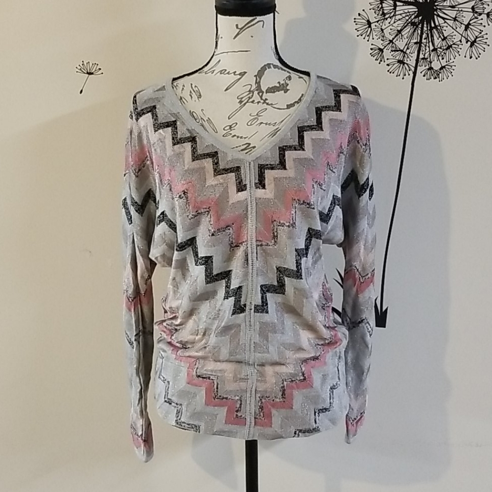 V Neck Shimmer Sweater